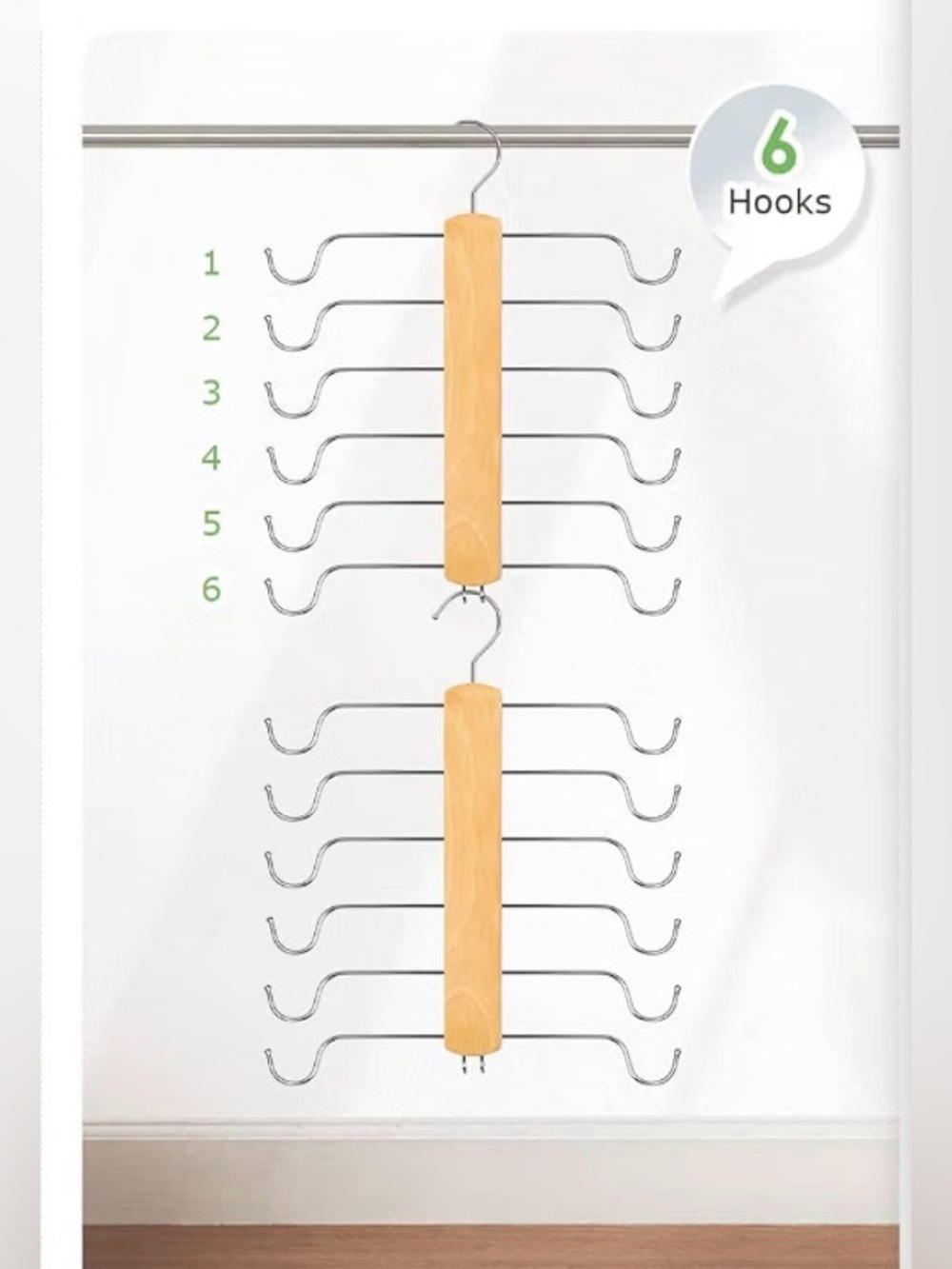 Wood & Chrome Multi-Tier Hangers - Set of 3 - Picture 7 of 12